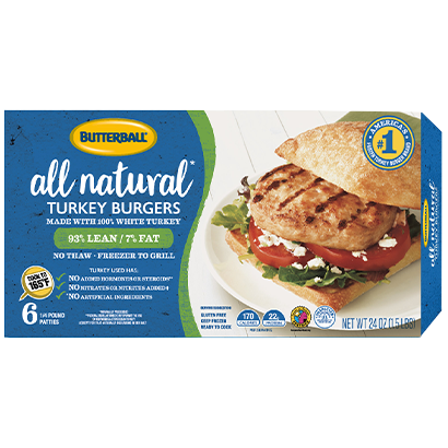 All Natural* 100% White Meat Turkey Burger Package